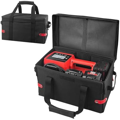 Yamto Foldable Air Compressor Carrying Case fits For Milwaukee M18 Tire Inflator 2848-20, Portable Easy-Access Stacking Storage Bag for Milwaukee Pack Out Tools with Handle, Black Cover
