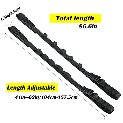 MCJS 2 Pack Car Fishing Rod Holder Adjustable Fishing Pole Holder Belt Straps, 86.6 Inches Vehicle Fishing Pole Rack Fishing Rod Rack Carrier for Car, SUVs and Vans (Black)