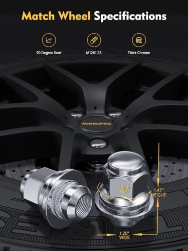 Image of MIKKUPPA 20pcs M12x1.25 Mag Lug Nuts - Replacement for Nissan Altima Maxima Murano Infiniti Factory Wheel, Chrome 12x1.25mm OEM Washer Style Tire Lug Nuts