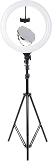 LC-16 Live Stream 360 Degree Rotated LED Ring Light 38 cm 3200-5600K With Mobile Phone Holder, Bag, 2 Faces Rotated mirror And 2.1 Meter Stand - Black & White