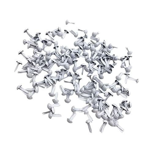 rockible 200x Round Mini Brads, Paper Fasteners Handmade Decoration Metal Embellishment White Toy Stamping for Arts Crafts Scrapbook DIY Projects Art