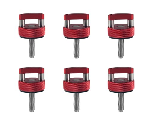 Image of DEWHEL Aluminum Red Hard Top Quick Removal Fastener Thumb Screws W /D-Ring Compatible with Jeep Wrangler JK JKU JL JLU JT