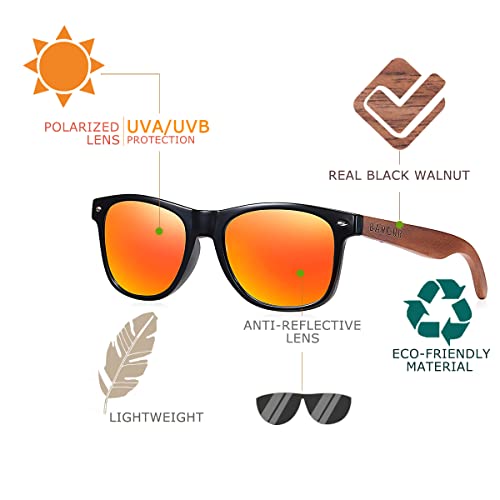 Wood Sunglasses for Men Women Polarized, uv Protection Black Walnut/Zebra Wooden Arms Frame Shades with Case4