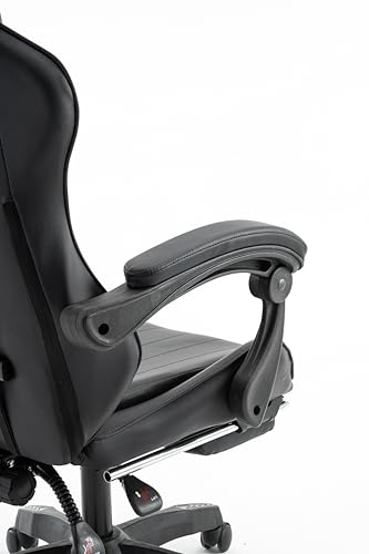 Millhouse Gaming Racing Desk Chair with Adjustable Lumbar Support, Footrest, and Head Pillow, X2022 (Black) - Image 6