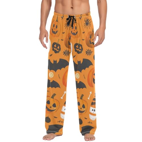 Men's Pajama Pants Cute Halloween Theme Sleep Pajama Lounge Pant with Pockets, Elastic Waistband