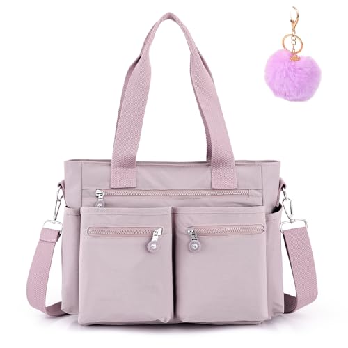 Tote Bag for Women With Zipper Pockets Include Ball Bag Charm, Laptop Crossbody Purses Handbags for Work Church