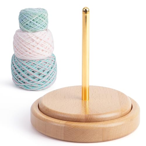 Image of Caydo Wooden Yarn Holder for Knitting and Crocheting, Easy Install and Operate Yarn Spinner Holder, Yarn Spinner with Yarn Storage, Perfect Crochet Gift for Craft Enthusiasts - Large