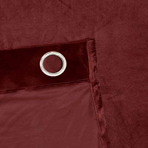 Image of High Sofa Quality Velvet Solid Grommet Room Darkening Eyelet Door Curtains for Living Room (7 Feet, Maroon) - Set of 2 Pieces