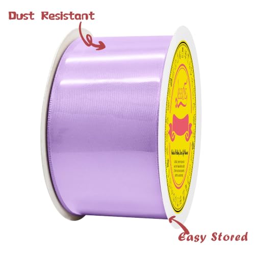Image of Double Face Light Purple Satin Ribbon 2 inch X 25 Yards for Gift Wrapping Very Suitable for Weddings Party Hair Bow Invitation Decorations and More