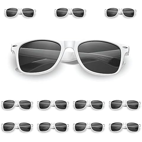 TheGag White Sunglasses Bulk Wedding Party - Pack of 12 Premium Quality Sturdy Frames-Lenses Sunglasses Fit Adults Fun Wedding Bachelorette Party Favors for Men Women Cover