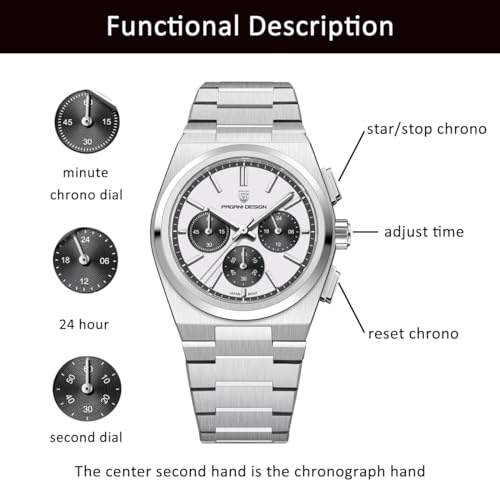 CEYADG Pagani Design Chronograph Watches for Men Analog Wrist Watch, Stainless Steel Quartz Men’s Watch; Sapphire Glass; 40mm - Image 5