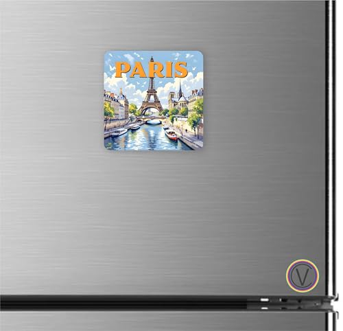 Image of Paris Textured Finish Acrylic Fridge Magnet | UV Texture Printed, Stylish Multicolor Magnet for Fridge, Wardrobe & Metal Surfaces, Pack of 1 (Paris 1)