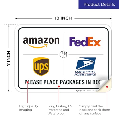 package delivery sign delivery instructions fedex amazon ups usps sign 10x7 inches 4 mil vinyl decal stickers weather resistant made in usa