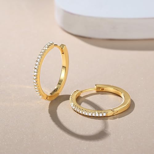 14K Gold Hoop Earrings for Women with Round Cubic Zirconia Gold Hoop Earring 20/30mm3