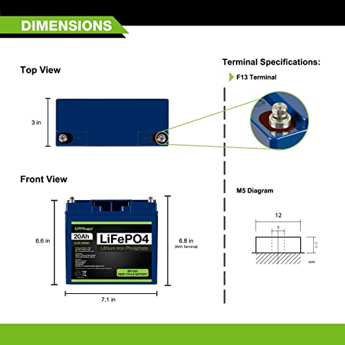 Expertpower Battery & Charger Bundle - 12V 5A Charger / 12V 20Ah Battery Lithium Lifepo4 #TOP2