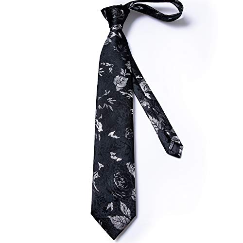 Image of DiBanGu Extra Long Tie for Men 63 inch XL Silk Necktie Set | Pocket Square and Cufflinks, Big and Tall, Jacquard Woven, Gift Box, Paisley /Plaid /Solid /Striped, for Weddinng Party Business