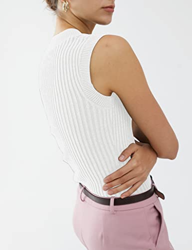 V28 Women Crew Neck Sleeveless Stretchable Knit Sweater Shirts Tank Tops thumb #2