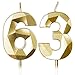 Gold 63. Geburtstagskerzen, 63. Geburtstagsdekorationen für Frauen und Männlich, 3D-Zahl-63-Kerze für Kuchen, Goldene Kuchendekorationen für Geburtstagsfeiern und Hochzeiten Zubehör