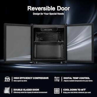 Antarctic Star 12 Bottle 48 Can Wine Cooler/Cabinet Beverage Refrigerator Mini Fridge Low Noise Clear Glass Door Counter Top Cellar for Beer Soda Bar 1.3 cu.ft Black