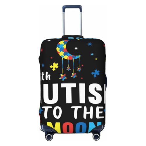 I Love With Autism To The Moon And Back Travel Luggage Covers - Elasticity Suitcase Covers Protector for Luggage 18-32 Inch