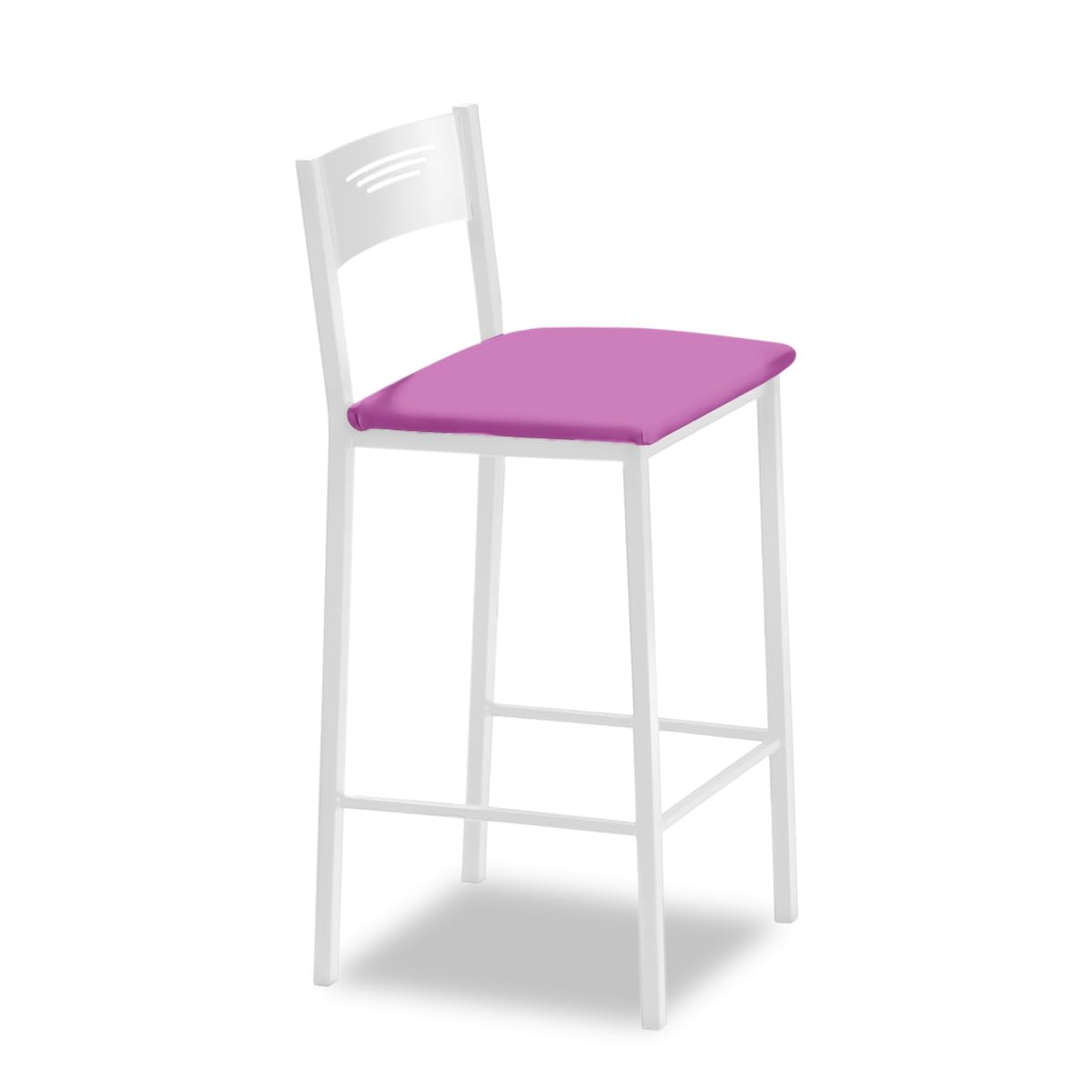 Tabourets de cuisine hauts ASTIMESA rose avec dossier blanc de 90 cm de hauteur