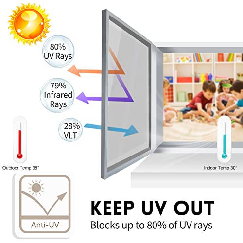 KESPEN Window Film One Way Reflective Daytime Privacy Heat Blocking Anti UV Mirror Window Tint for Home and Office, Silver, 35.4 Inch X 6.5 Feet
