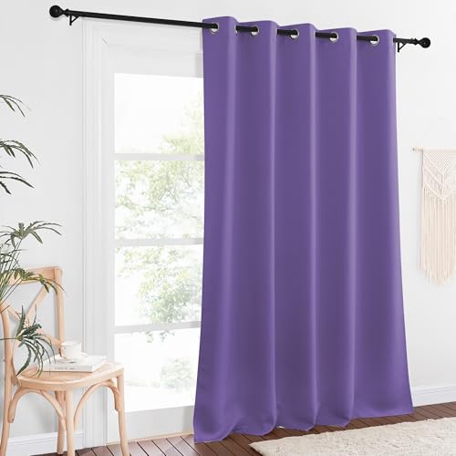 NICETOWN Blackout Curtain Drape for Bedroom - Light Reducing Thermal Insulated Solid Grommet Room Darkening Window Curtain 90 inches Long for Living Room (Lilac Purple, 1 Piece, W66 x L90)