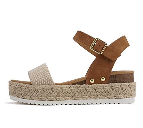 Image of Soda CLIP ~ Women Open Toe Ankle Strap Platform Espadrille Sandal