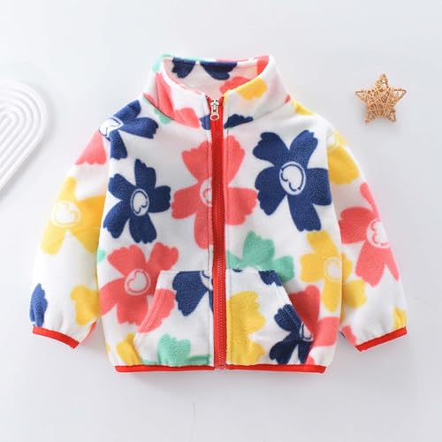 Girls Fleece Jacket Trendy Cute Floral Pattern Mock Jackets Fuzzy Lightweight Warm Soft Winter Fall Kids Outerwear2