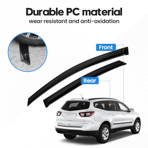 Image of Traverse Rain Guards - Window Visors for Chevy Traverse 2009-2017, Out-Channel Side Window Rain Guards for Traverse Accessories, 4PCS, Black, Car Accessories