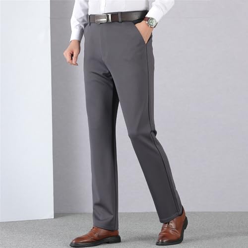 Men's Business Stylish Dress Pants High-Waisted Lightweight Suit Pants Casual Relaxed Straight Work Pants4