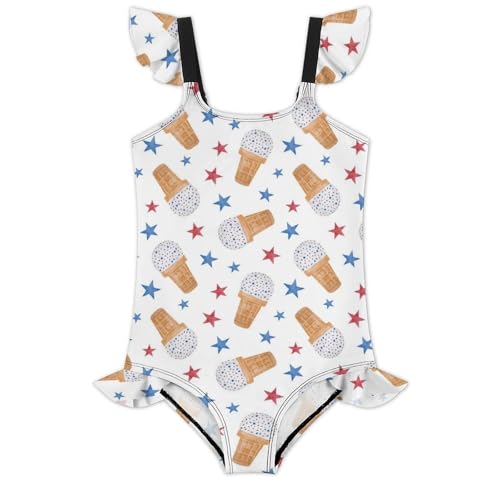 Image of Girls One Piece Swimsuit Lovely Cute Animals Ruffles Swimwear Bathing Suits 3-12 Years