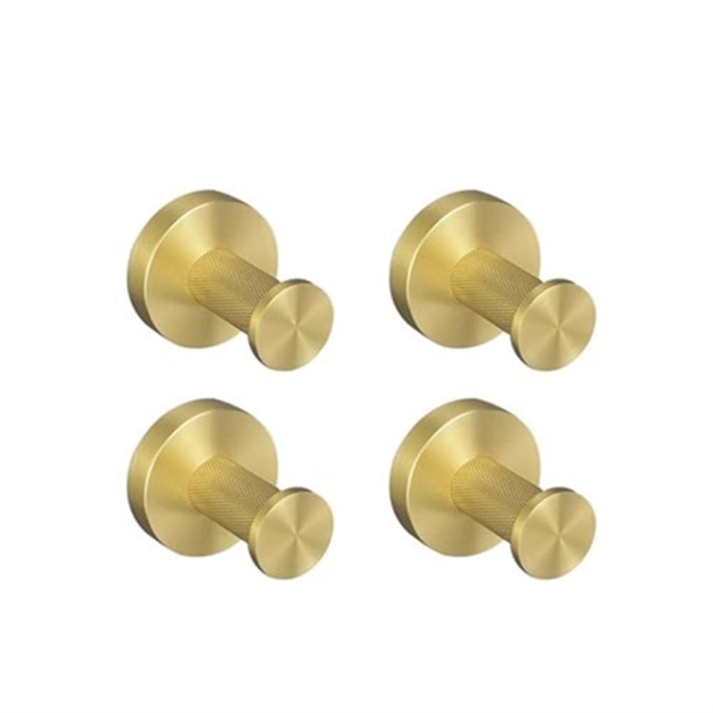 LCANALLYMS Wall hooks, Coat Hook Bathroom Hooks Golden Towel Rack Bar Ring Brushed Gold Hardware Set Robe Toilet Tissue Paper Holder Accessories Kit(4 Pcs Robe Hook)