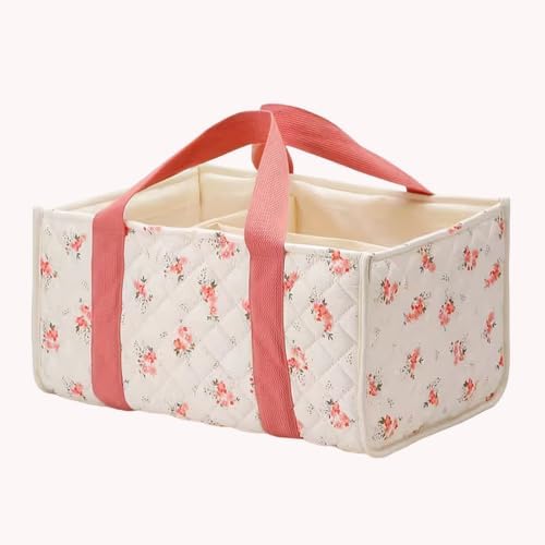 CLBDRESS Floral Diaper Caddy Organizer with Handle - 3