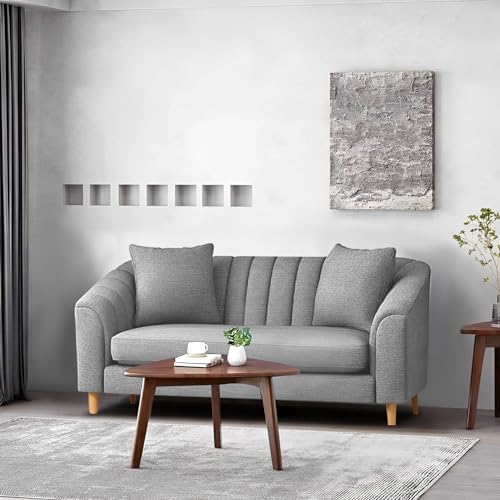 Image of Doraldo 2 Seater Sofa Set for Living Room (Grey) Premium Fabric Sofa