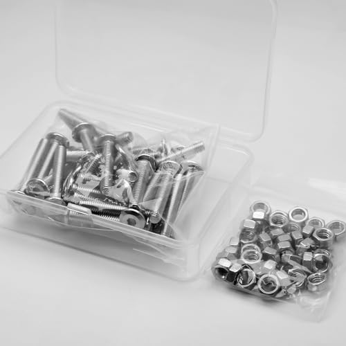 (40 pcs) M5 x 20mm Flat Round Hexagon Socket Head Screws Bolts and Nuts Set 304 Stainless Steel 18-8, Silver Tone, M5x20mm (40 Pieces) - Image 3