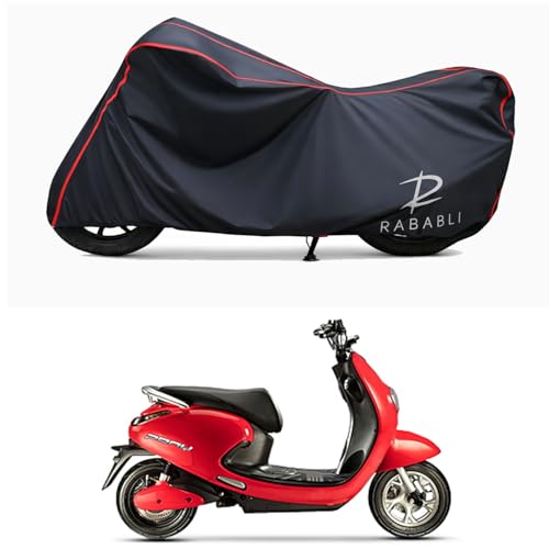 Image of Waterproof Bike Body Cover Compatible for | Evolet Pony Classic | Taffeta Fabric, Red Piping Design, Bottom Elastic Fit | Dustproof, Sun UV & Rain Protection for All Bikes