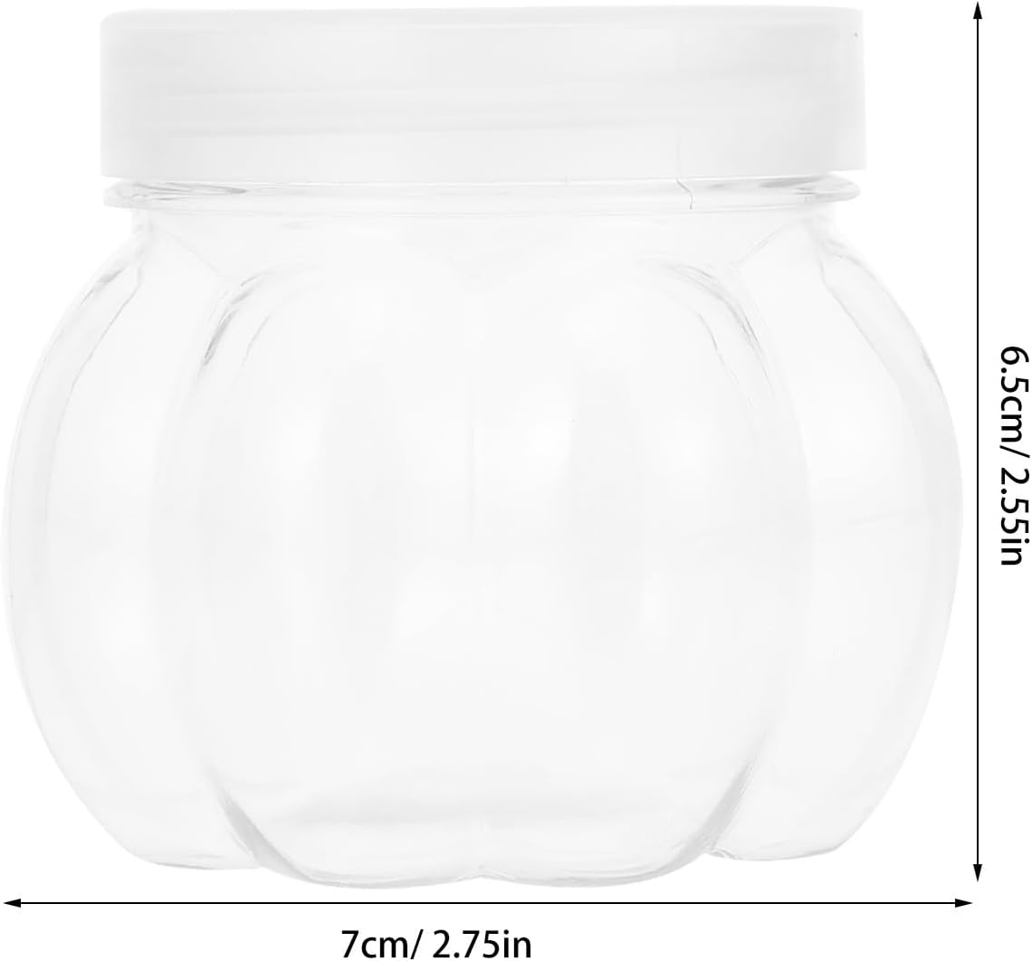24pcs Clear Plastic Candy Jar With Lid - Pumpkin Shaped 150ml Transparent Snack Container For Food Preservation - Party Table Treat Holder For Cookies Tea Organization
