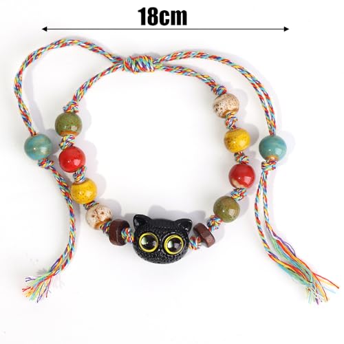 New Skeleton Cat Ceramic Bracelet Niche Design Chinese Style Tassel Bracelet Student Girlfriend Gift2
