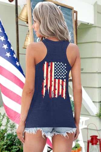 Image of Ithalt Womens American Flag Shirts 4th of July Outfits USA T-Shirt Patriotic Tank Shirt Fourth of July Sleeveless Tops