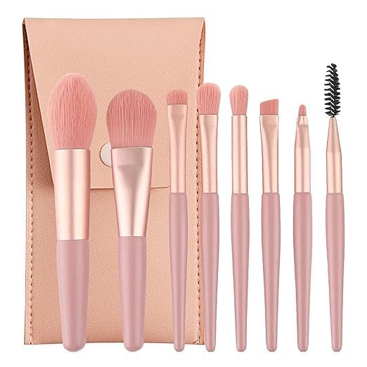 Hirglow 8 Pcs Brush Set With Pouch, Makeup Brushes Premium Synthetic Kabuki Foundation, Concealers, Eye Shadows Professional Blush, Face Powder, Highlighter, Contour, Blending Eyeliner-picture-53