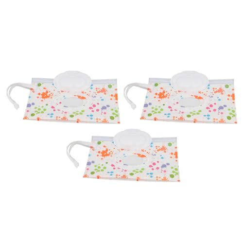 LUCKDANO 3pcs EVA Wet Wipes Pouch, Reusable Wet Wipes Dispenser Bag with Flip Top Window, for Baby Home Travel Shopping