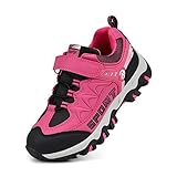 Biacolum Kids Hiking Shoes Waterproof Athletic Sneakers for Boys Girls Black/Pink 5 M US Big Kid