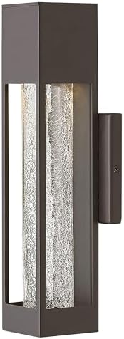 Hinkley Vapor Single Light Small Outdoor Wall Mount Lantern, Aluminum, Crackle Glass, 6.5W GU10 LED Bulb Included, ADA Compliant, Bronze Finish