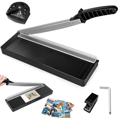 Cortador de papel A4, máquina de corte de papel compacto con redondeador de esquinas y perforadora, máquina de corte manual de papel, cortador de palanca, cortador de papel para cortar, lámina de