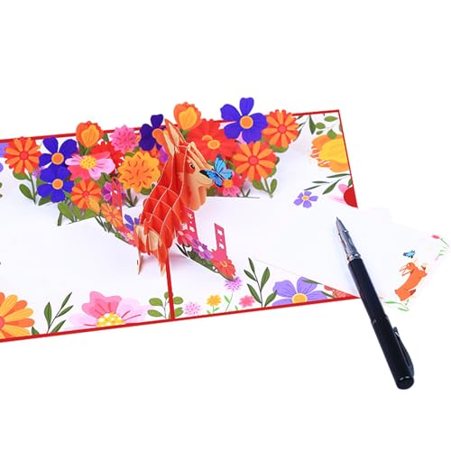 Cartão do cão, cartão de aniversário do cão - cartão de flor com cachorro - Com cartão de aniversári