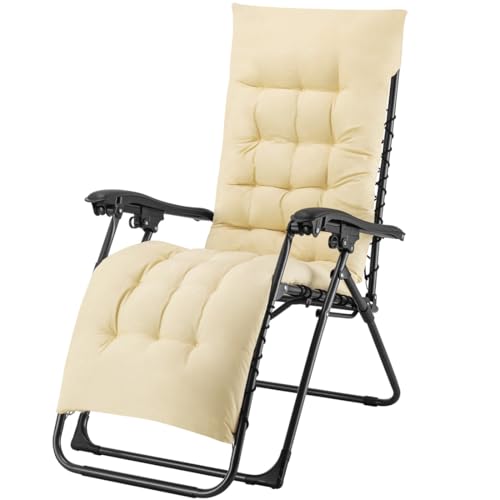 BAKAJI Sedia Poltrona Giardino Con Cuscino Gravita Zero Pieghevole Acciaio Salvaspazio Tubolari Acciaio Reclinabile Tessuto in Oxford, Mare Spiaggia Piscina Arredo Esterno (Beige Con Cuscino)
