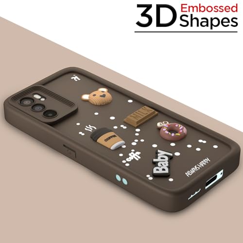 Image of Pikkme Back Cover for Oppo Reno 6 5G | Cute Fun Cartoon 3D Bear Silicone Full Body Protection Bumper Cover (Brown)