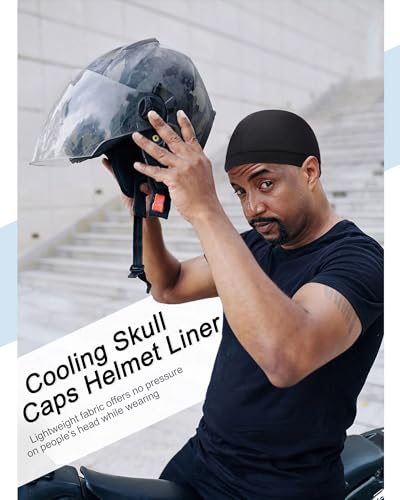 Image of 9 Pcs Cooling Skull Cap Camo Liner Sweat Wicking Lightweight Cycling Cap Running Hat for Men Women