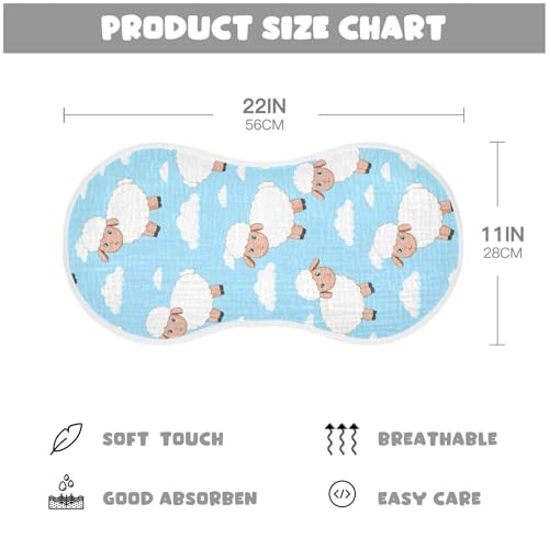 MCHIVER Cartoon Sheep Clouds Baby Burp Cloths Cotton Washcloths Super Soft Absorbent Burping Rags for Baby Boys Girl Newborn Towel 2 Pack4